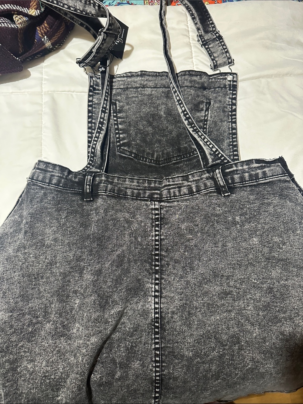 Hell Bunny Black Acid-Wash Denim Pinafore Dress - Picture 5 of 5